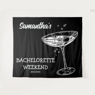 Retro Bachelorette Party Backdrop Modern Cocktail Tapestry