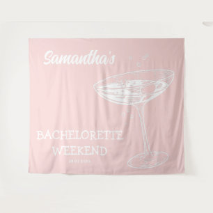 Retro Bachelorette Party Backdrop Modern Cocktail Tapestry