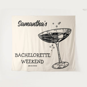 Retro Bachelorette Party Backdrop Modern Cocktail Tapestry