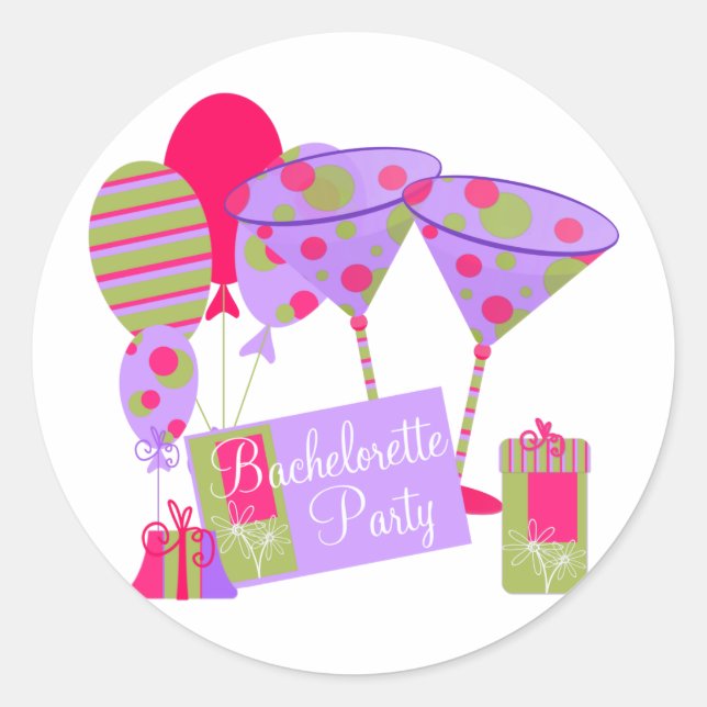 Retro Bachelorette Party Classic Round Sticker (Front)