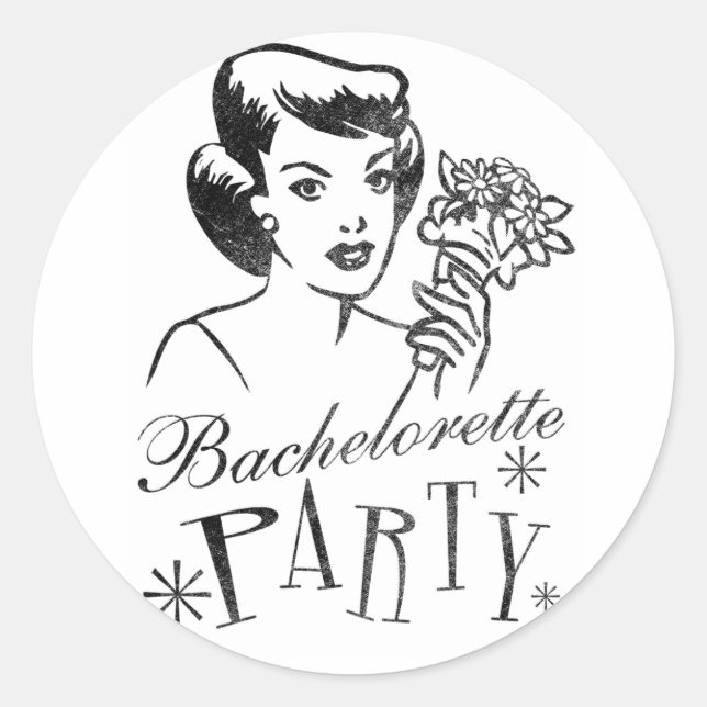 Retro Bachelorette Party Classic Round Sticker (Front)