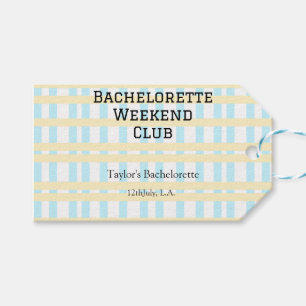 RETRO BACHELORETTE WEEKEND CLUB BLUE YELLOW DATE GIFT TAGS