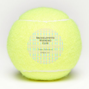 RETRO BACHELORETTE WEEKEND CLUB BLUE YELLOW DATE TENNIS BALLS