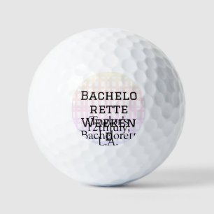 RETRO BACHELORETTE WEEKEND CLUB PINK ORANGE DATE GOLF BALLS