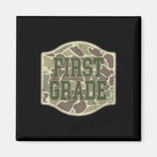 Retro Back To School Boys Old Camo First Grade Fir Magnet