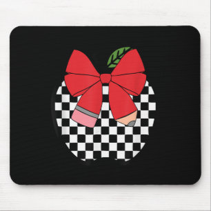 Retro Back To School Teacher Race Checkered Pencil Mouse Pad