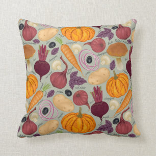 Retro background from fresh vegetables cushion