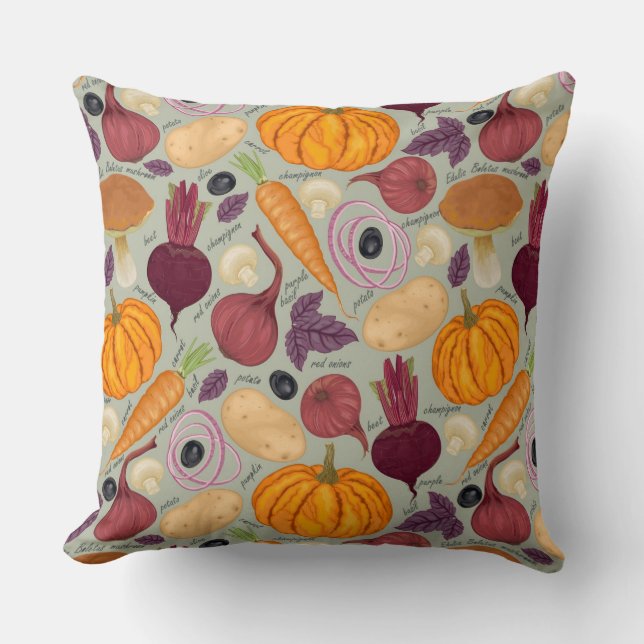 Retro background from fresh vegetables cushion (Front)