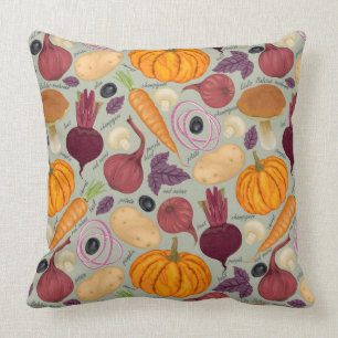 Retro background from fresh vegetables cushion