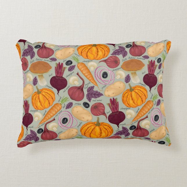 Retro background from fresh vegetables decorative cushion (Front)