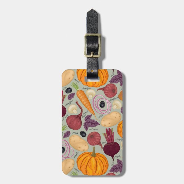 Retro background from fresh vegetables luggage tag (Front Vertical)