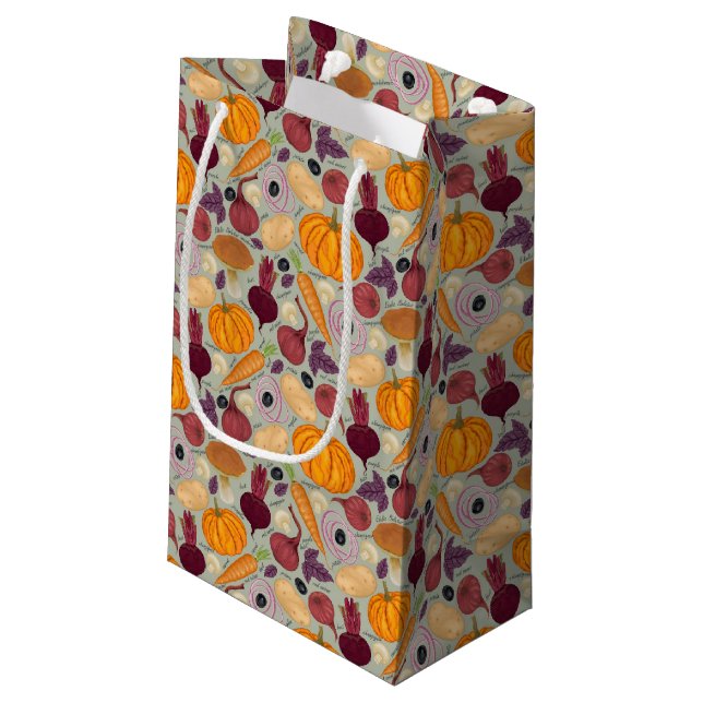 Retro background from fresh vegetables small gift bag (Back Angled)