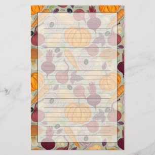 Retro background from fresh vegetables stationery
