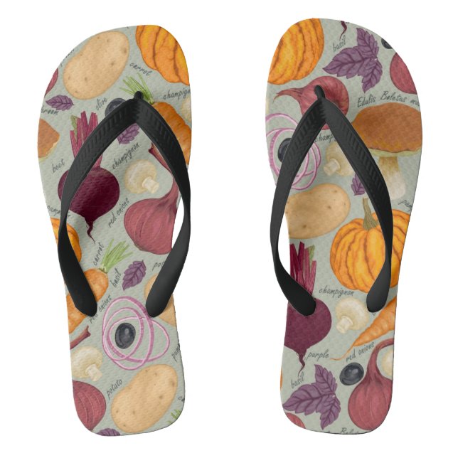 Retro background from fresh vegetables thongs (Footbed)