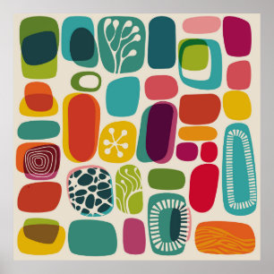 Retro background, illustrationmid,century,modern,p poster