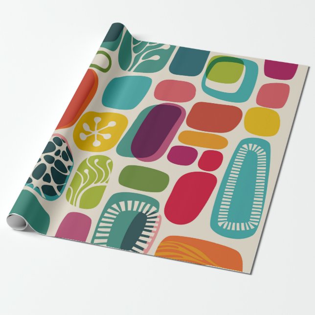 Retro background, illustrationmid,century,modern,p wrapping paper (Unrolled)