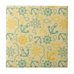Retro background with anchor, ropes ceramic tile