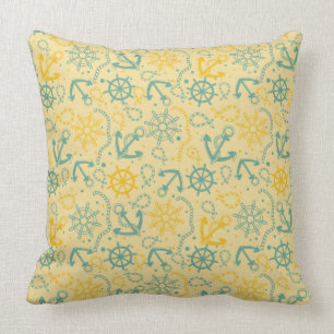 Retro background with anchor, ropes cushion