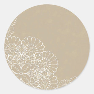 Retro background with lace ornament classic round sticker