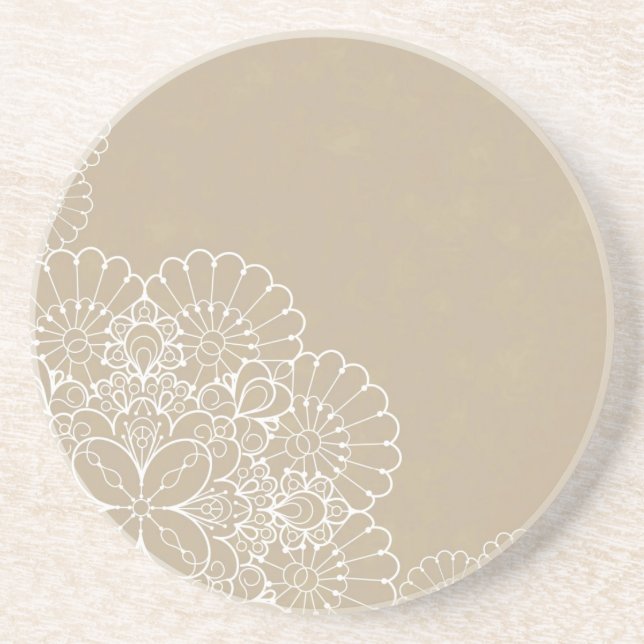 Retro background with lace ornament coaster (Front)