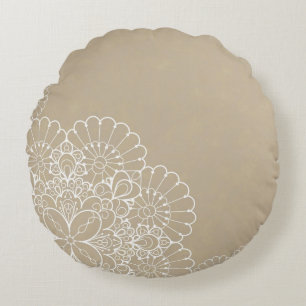 Retro background with lace ornament round cushion