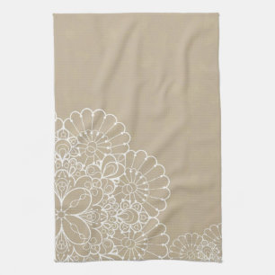 Retro background with lace ornament tea towel