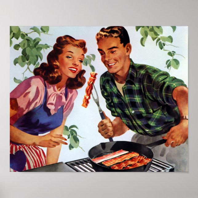Retro Bacon Barbeque Poster (Front)