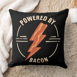 Retro Bacon Lover Funny Food Design with Lightning Cushion