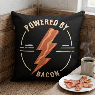 Retro Bacon Lover Funny Food Design with Lightning Cushion