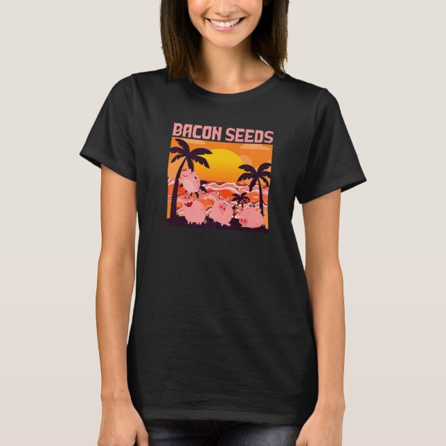 Retro Bacon Seeds, Boys Girls Farmer, Hog Lover, C T-Shirt (Front)