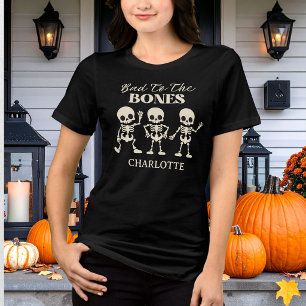 Retro Bad To The Bones Cream Spooky Halloween Tri-Blend Shirt