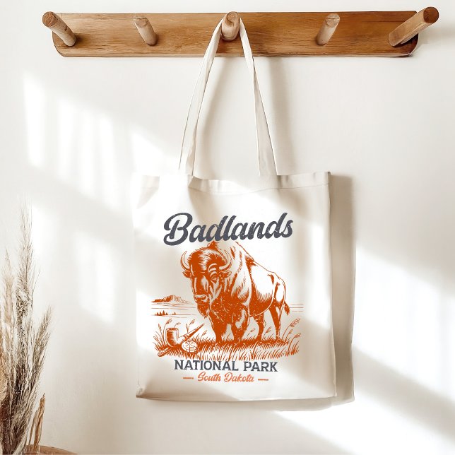 Retro Badlands National Park Souvenir Design Tote Bag (Creator Uploaded)