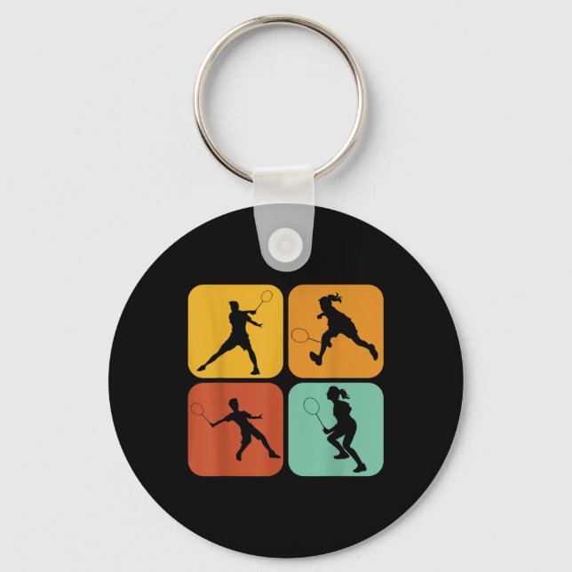 Retro Badminton I Racket I Shuttle I Badminton  Key Ring (Front)