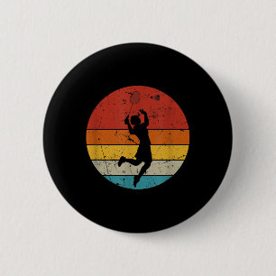 Retro Badminton Lover 6 Cm Round Badge