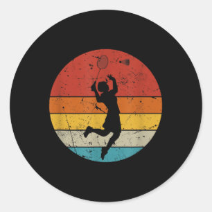 Retro Badminton Lover Classic Round Sticker