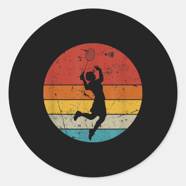 Retro Badminton Lover  Classic Round Sticker (Front)