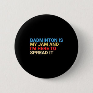 Retro Badminton Lover Is My Jam Funny 6 Cm Round Badge