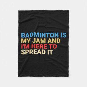 Retro Badminton Lover Is My Jam Funny Fleece Blanket