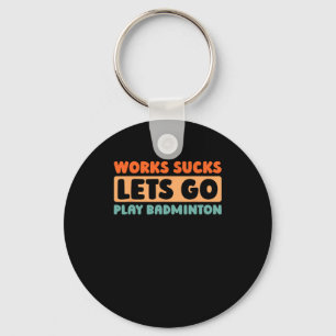 Retro Badminton Player Court - Racquet Vintage Shu Key Ring