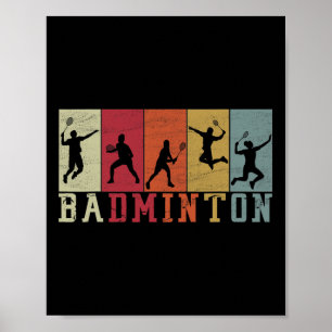 Retro Badminton Player Silhouettes - Badminton Poster