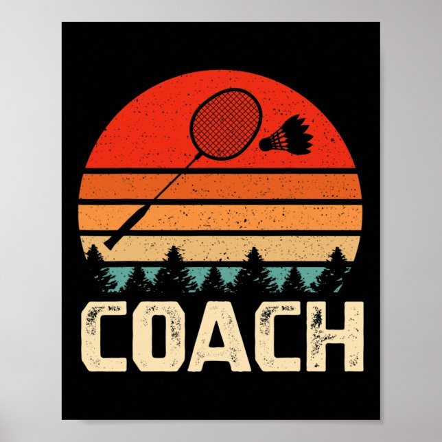 Retro Badminton Racket Shuttle Badminton Coach Gif Poster (Front)