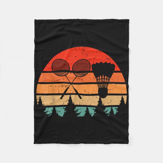 Retro Badminton Racket Shuttle Funny Badminton Pla Fleece Blanket (Front)