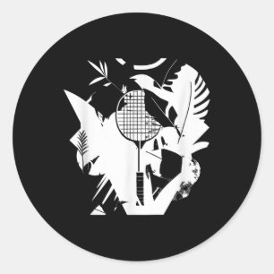 Retro Badminton Racket Shuttle Player Classic Round Sticker
