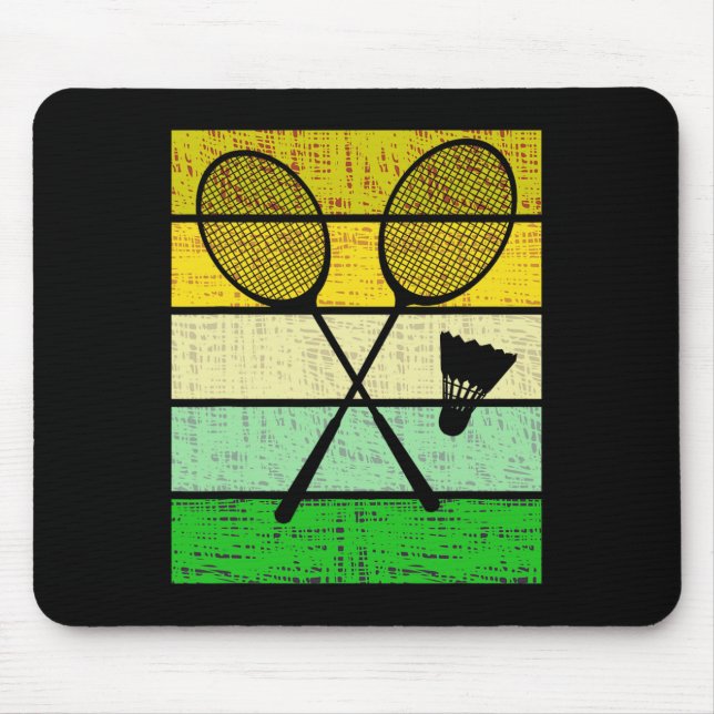 Retro Badminton Rackets And Shuttle Badminton Play Mouse Pad (Front)