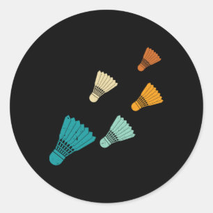 Retro Badminton Shuttle Classic Round Sticker