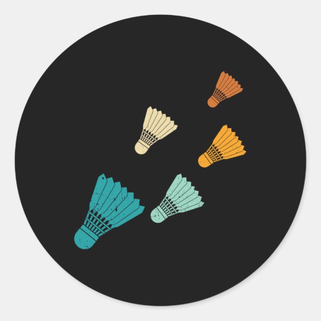 Retro Badminton Shuttle  Classic Round Sticker (Front)