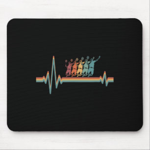 Retro Badminton Shuttle - Player Vintage Ekg Heart Mouse Pad