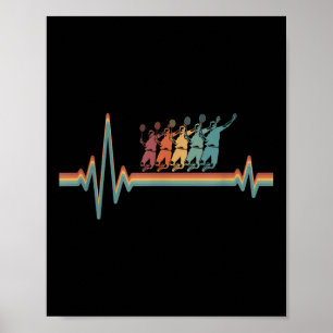 Retro Badminton Shuttle - Player Vintage Ekg Heart Poster
