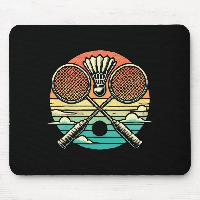 Retro Badminton Shuttle Racket  Mouse Pad (Front)