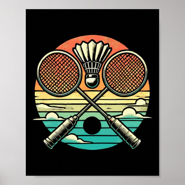 Retro Badminton Shuttle Racket  Poster (Front)